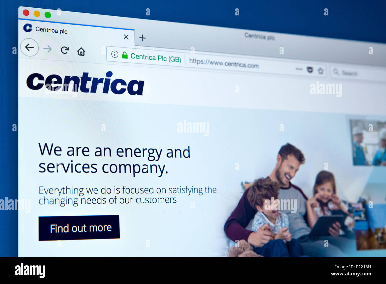 LONDON, UK, 24. Februar 2018: Die Homepage der offiziellen Website für Centrica plc - das britische multinationale Unternehmen, am 24. Februar 2. Stockfoto