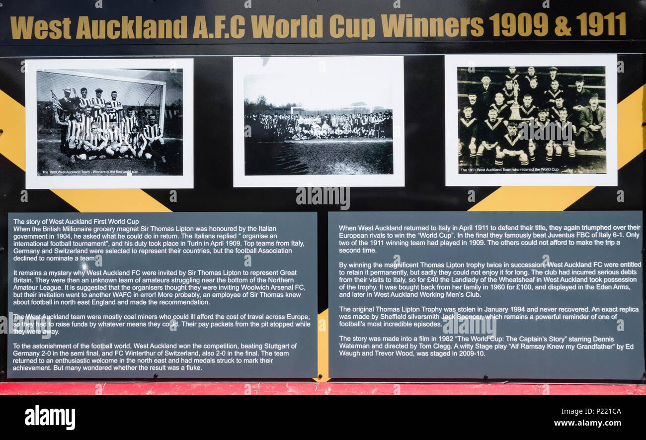 West Auckland, County Durham, England. UK. Village team West Auckland F.C. gewann die erste WM in 1909. Siehe Bild P221 C7 für Statue Bild. Stockfoto