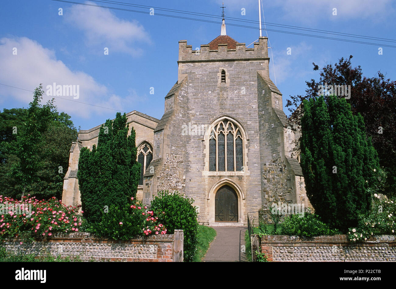 Der Turm von St. Petri Kirche in der Altstadt von Bexhill-On-Sea, East Sussex, Großbritannien Stockfoto