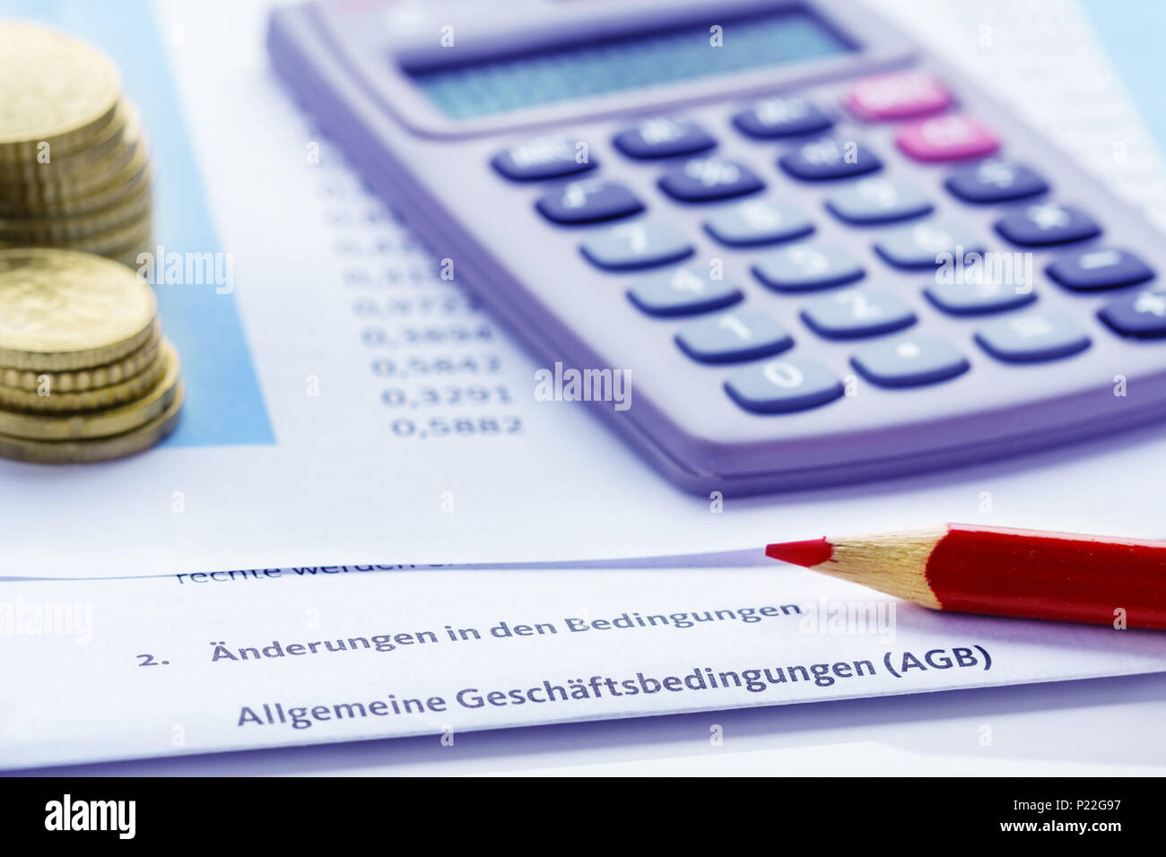 Allgemeine Geschäftsbedingungen (Agb), lesen Änderungen Stockfoto