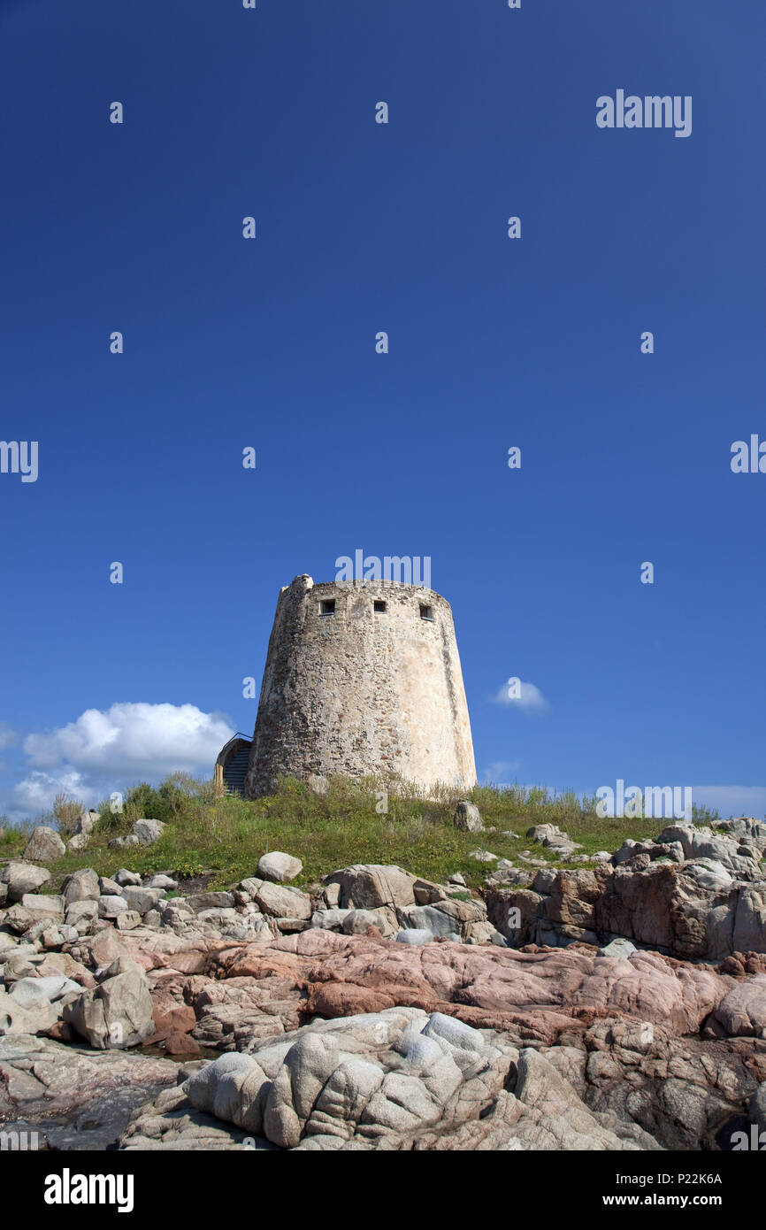 Italien, Sardinien, Ostküste, Bari Sardo Ogliastra Torre di Bari, Marina di Bari, militärischen Turm, Stockfoto