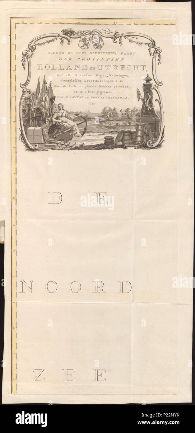 . Titlepage einer großen Karte von Holland und Utrecht. [C. 1:180.000]. Nur die Titlepage des 3-Blatt Karte ist im Atlas eingefügt. 1792. Cornelis Covens (1764-1825), Cornelis van Baarsel (1761-1826) UBAKZL 12A 2 003 PL 01, 8/30/11, 11:48 morgens, 8 C, 7992 x 10656 (0+0), 100 %% %%, JUNI 2011 PPRO, 1/160 s, R 48,7, G 17.7, B 14.4 187 Karte - Sondersammlungen Universität Amsterdam - OTM - HB-KZL I2A2 (03) Stockfoto