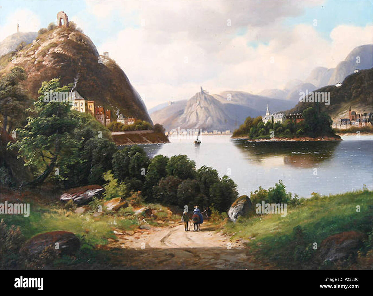 . English: Nonnenwerth, Rolandseck und Drachenfels. Stadtmuseum Bonn. um 1870. Arnold Forstmann (1842-nach 1914) 125 Forstmann Nonnenwerth Malerei Stockfoto