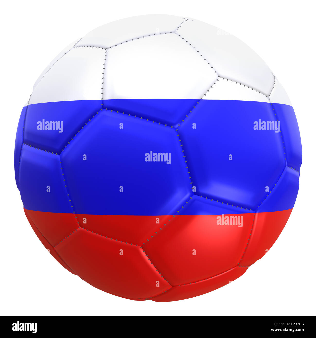 3D-Rendering für eine Russische Fahne auf einem Fußball. Russland ist eines der Teams der Fußball-WM-Meisterschaft 2018. Stockfoto