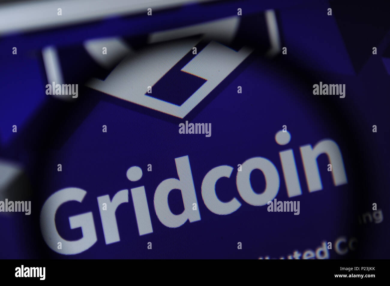 Die Gridcoin cryptocurrency Website Stockfoto