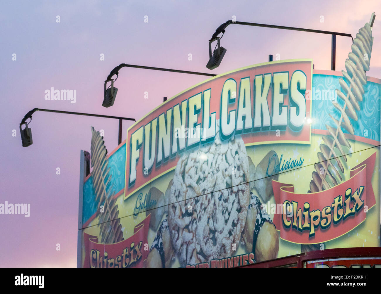 Trichter Kuchen Reklametafeln Stockfoto