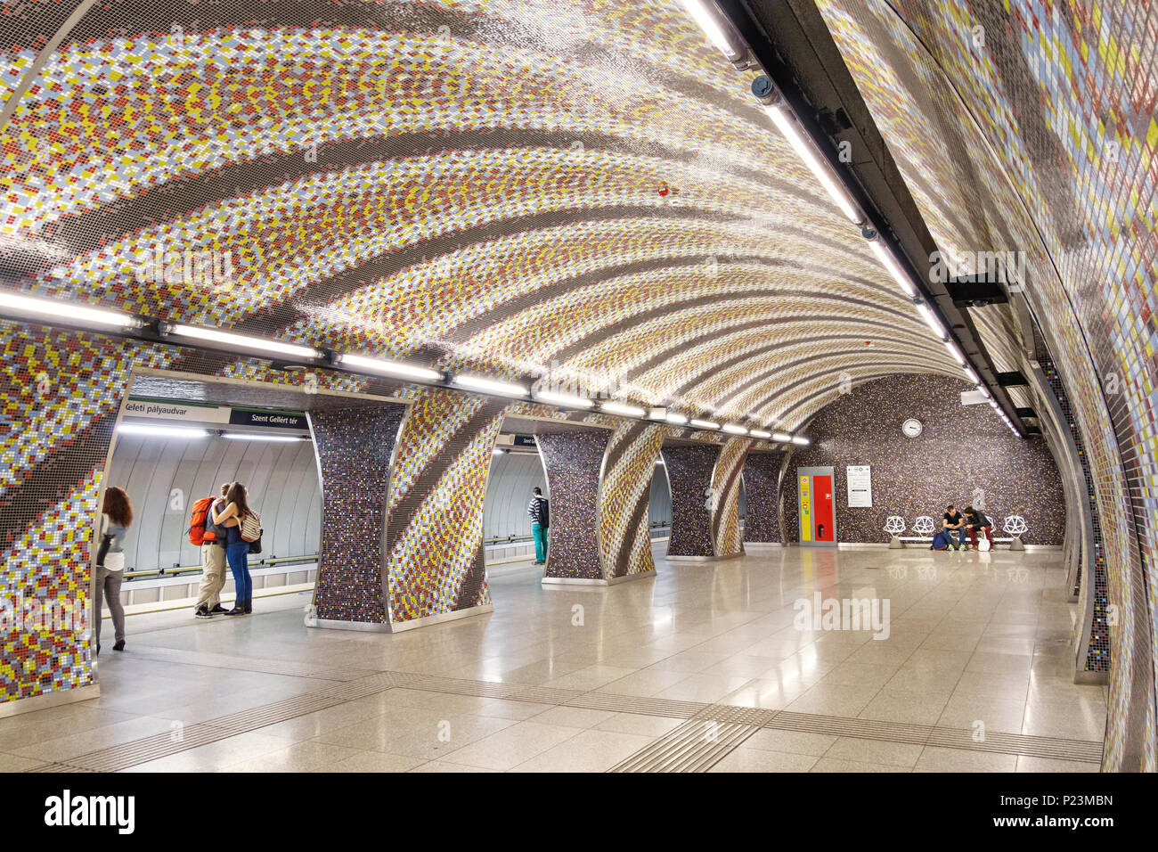 Szent Gellért tér Metro Station in Budapest, Ungarn Stockfoto