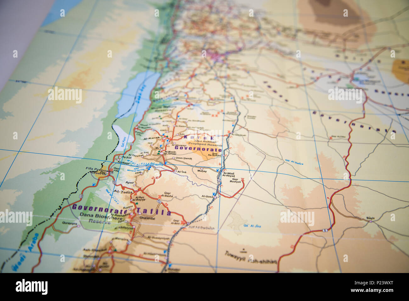 Karte von Jordanien Stockfoto