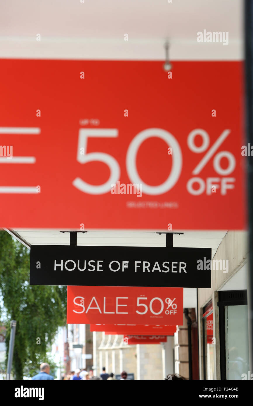 Die House of Fraser Kaufhaus in Chichester, West Sussex, UK. Stockfoto