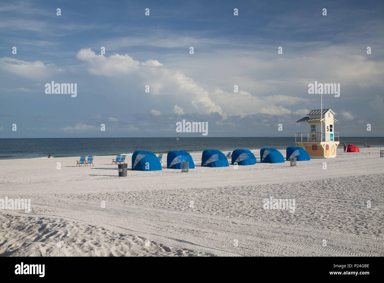 Die USA, Florida, Clearwater Beach, Panorama, am Strand Muscheln Stockfoto