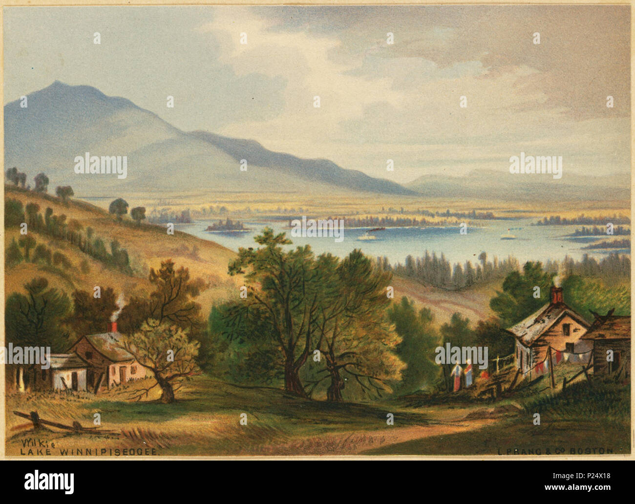 . Englisch: File name: 07 11 000039 Titel: Lake Winnipiseogee Creator/Contributor: Wilkie, Robert D., 1828-1903 (Künstler); L.Prang & Co (Publisher) Datum der Ausgabe: 1861-1897 (ca.), physische Beschreibung Hinweis: Proof Print Genre: Chromolithographs; Beweise; Landschaft druckt Ort: Boston Public Library, Drucken Abteilung Rechte: Keine bekannten Einschränkungen Flickr Daten auf 2011-08-08: Kamera: Sinar AG Sinarback 54 FW, Sinar m Lizenz: CC BY 2.0 Benutzer: Boston Public Library BPL. 1861-1897 (ca.) Flickr Upload Datum: 2008-07-23 13:29:44. Wilkie, Robert D., 1828-1903 (Künstler); L.Prang & Co. Stockfoto