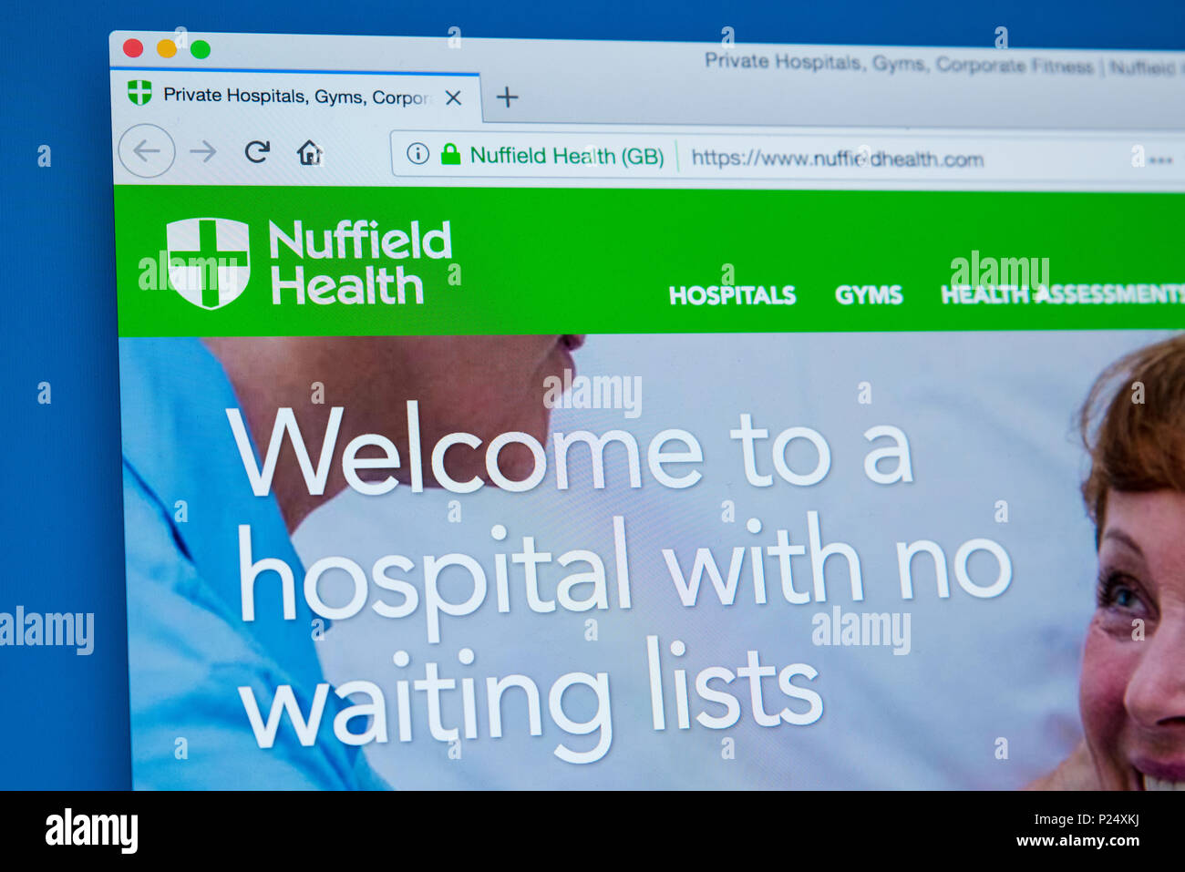 LONDON, Großbritannien - 5. MÄRZ 2018: Die Homepage der offiziellen Website des Nuffield Gesundheit, am 5. März 2018. Es ist die größte gemeinnützige healthcare Stockfoto