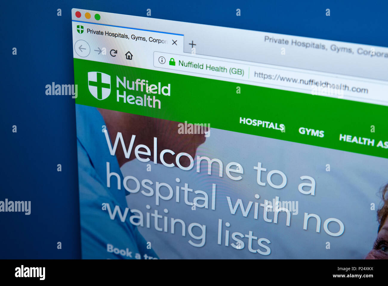 LONDON, Großbritannien - 5. MÄRZ 2018: Die Homepage der offiziellen Website des Nuffield Gesundheit, am 5. März 2018. Es ist die größte gemeinnützige healthcare Stockfoto