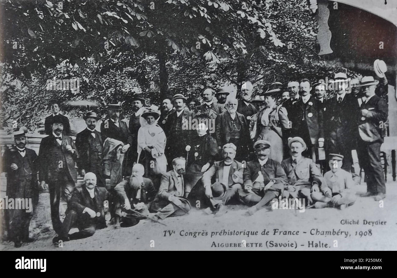 157 IVe Congrès préhistorique - Halte (Deydier, 1908) Stockfoto