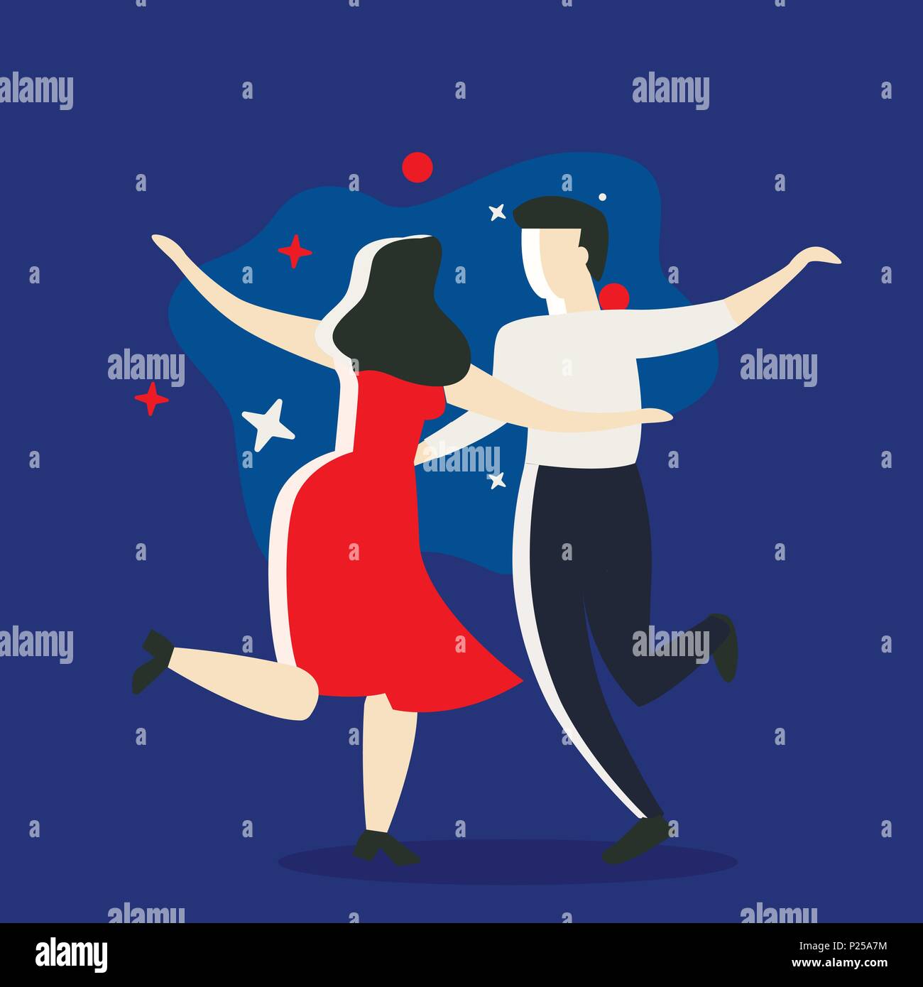 Paar tanzen. Dance Party Konzept. Cartoon Vector Illustration Stock Vektor