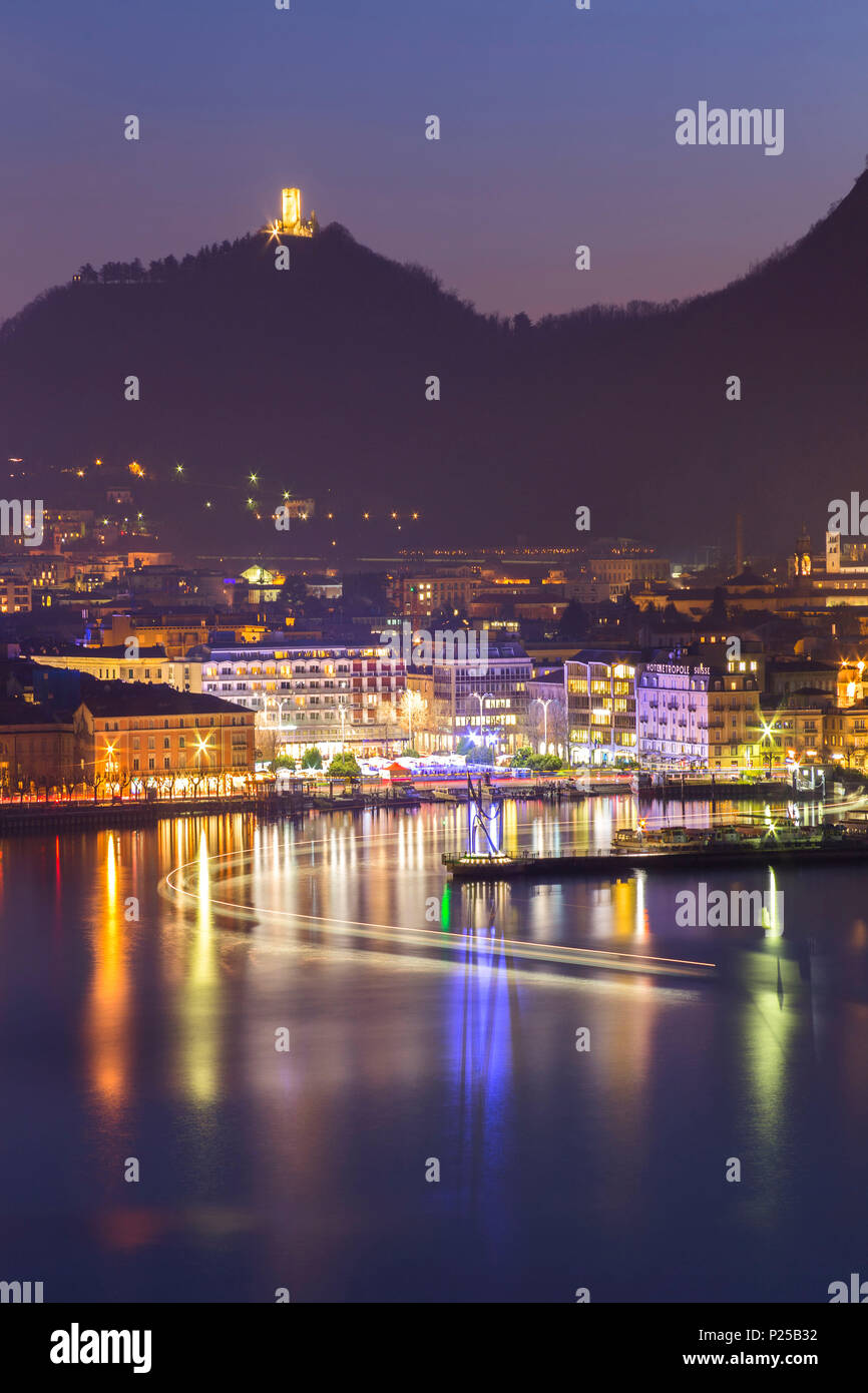 Lichter von Comer See, Comer See, Lombardei, Italien, Europa Stockfoto