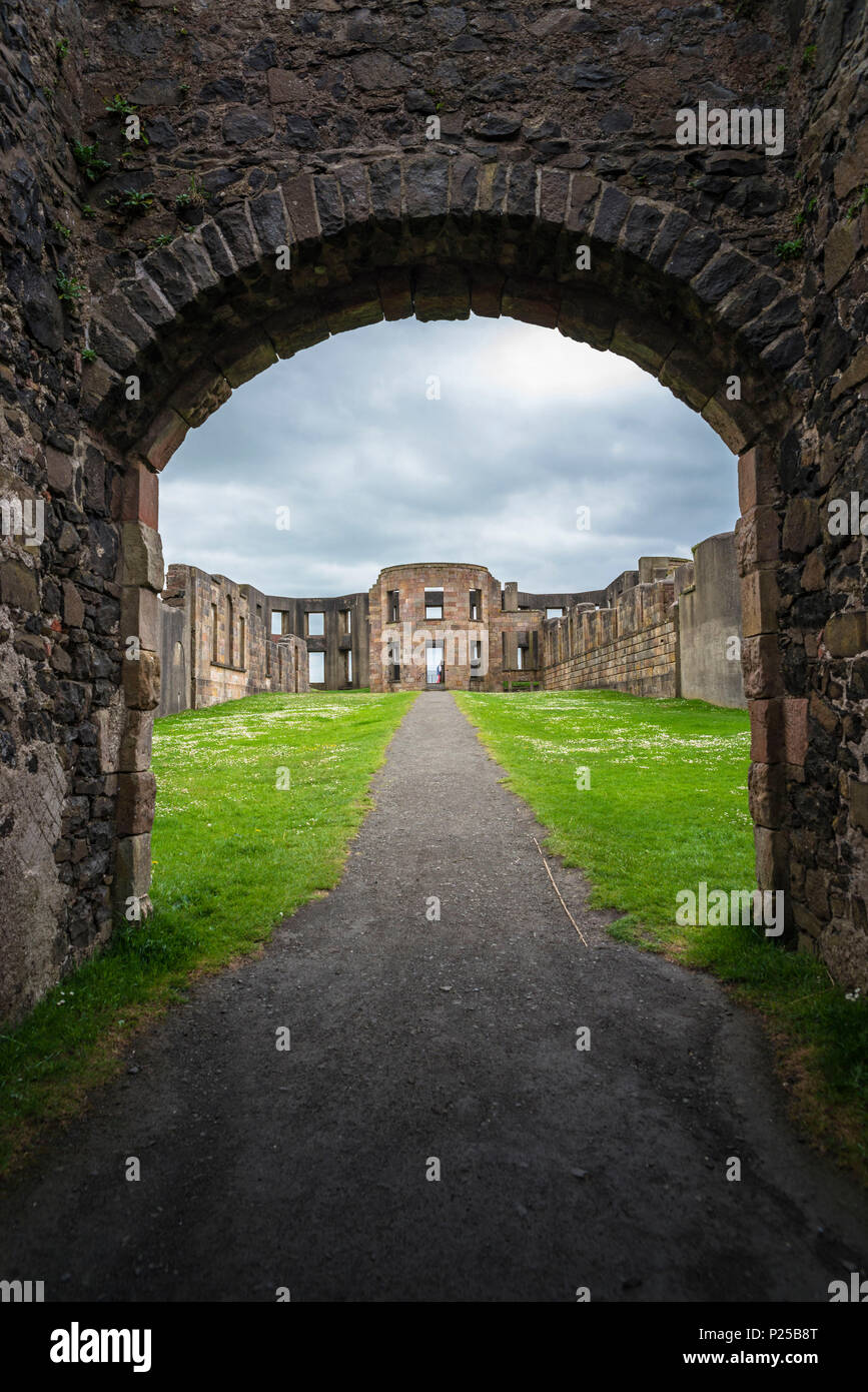 Abfahrt Burg, Castlerock, County Antrim, Ulster, Nordirland, Vereinigtes Königreich. Eine alte Ersten Weltkrieg Festung Stockfoto