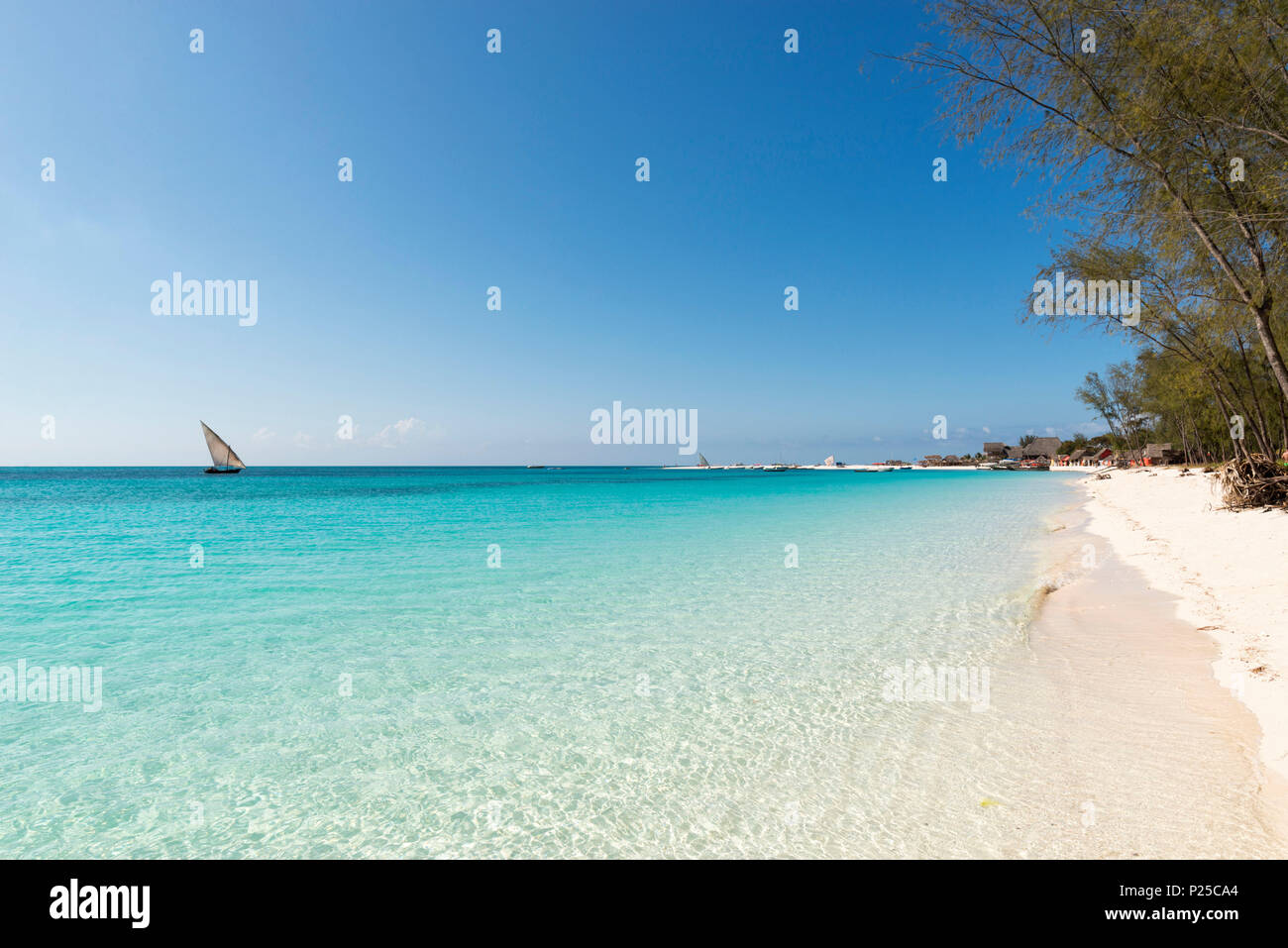 Osten Afrika, Tansania, Sansibar, Kendwa Beach an einem Sommertag. Stockfoto