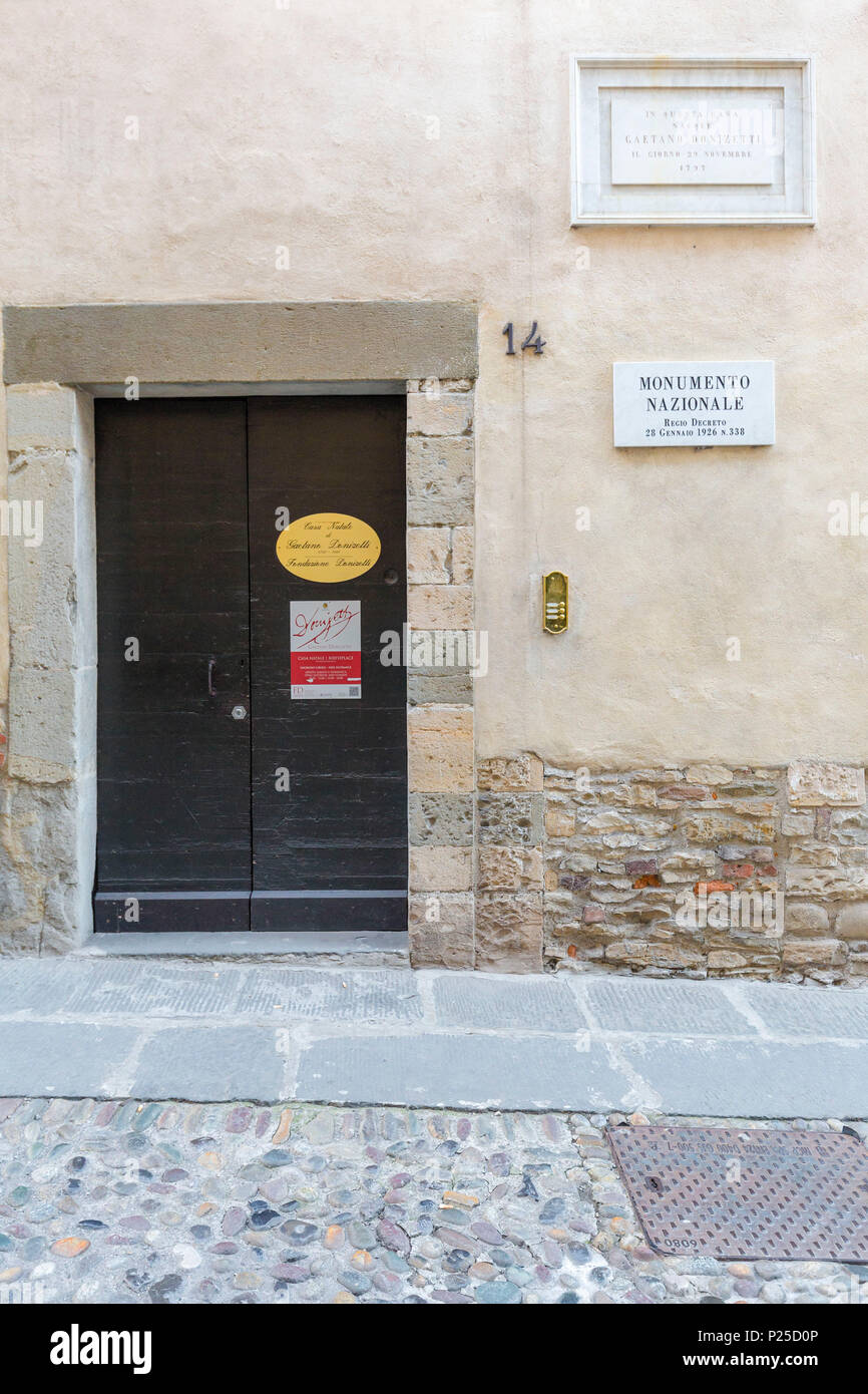 Geburtsort des Komponisten Gaetano Donizetti. Bergamo, Lombardei, Italien. Stockfoto