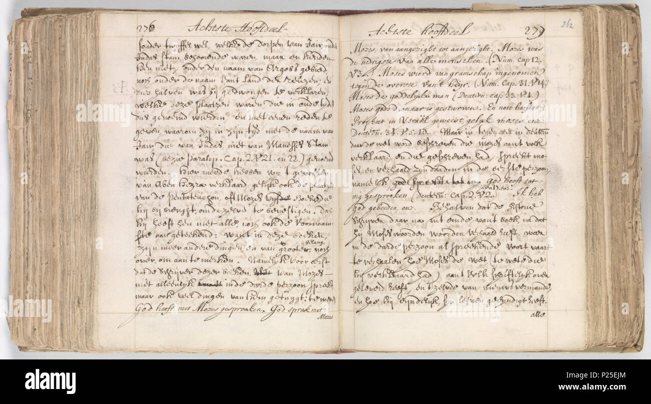 . Korte verhandeling van de Gott, Mensch, De Welstand deszelvs-KB 75 G 15-Folios 261 V (links) und 262 r (rechts). Benedictus de Spinoza, Korte verhandeling van de Gott, Mensch, De Welstand deszelvs. Godgeleerde staatkundige verhandelinge. En Nauwkeurige nootsakelyke aenmerkingen tot beeter verstant van dit boek - Linken Seite folium 261 V; rechte Seite folium 262 r. zwischen ca. 1675 und ca. 1700. Baruch Spinoza (1632-1677) Alternative Namen Benedictus de Spinoza, Baruch de Spinoza, Benedict Spinoza Beschreibung niederländische Philosoph, Übersetzer und Bibel Übersetzer Geburtsdatum/de Stockfoto