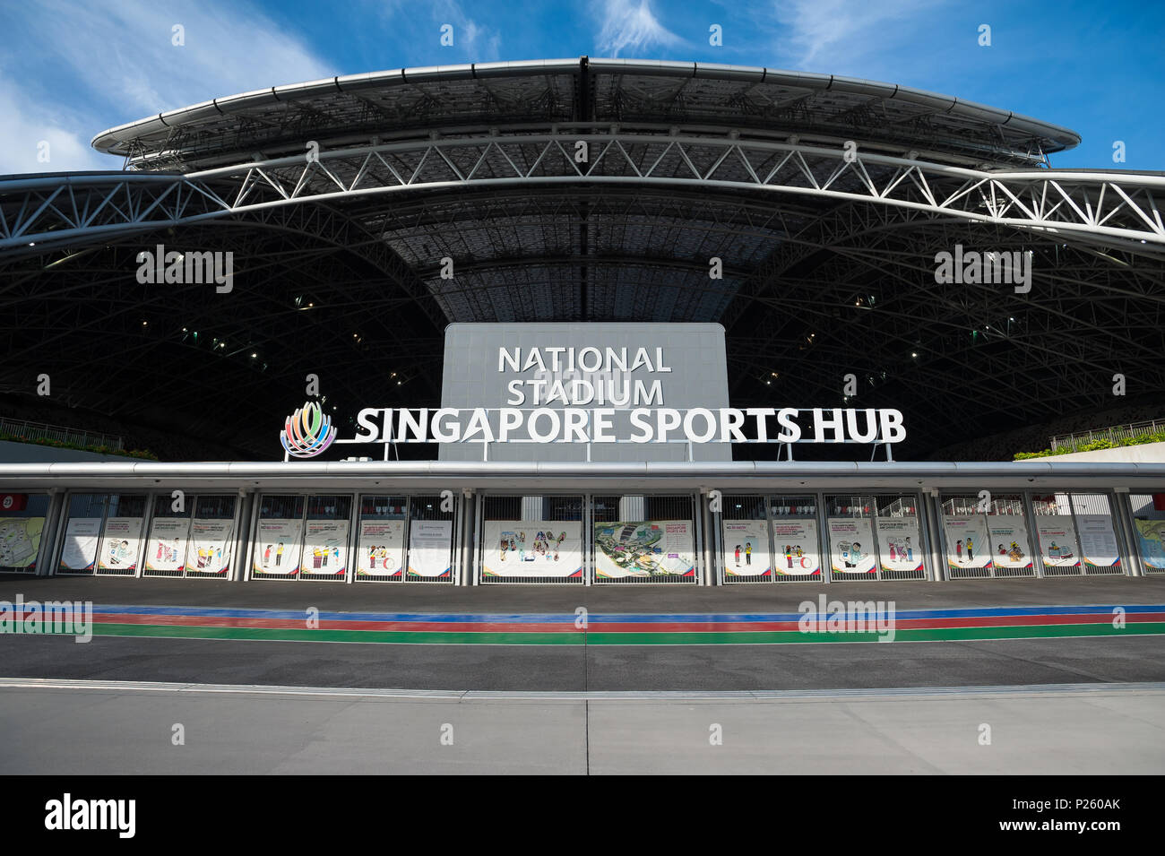 Singapur, Singapur, mit Blick auf die National Stadium in Singapur Stockfoto