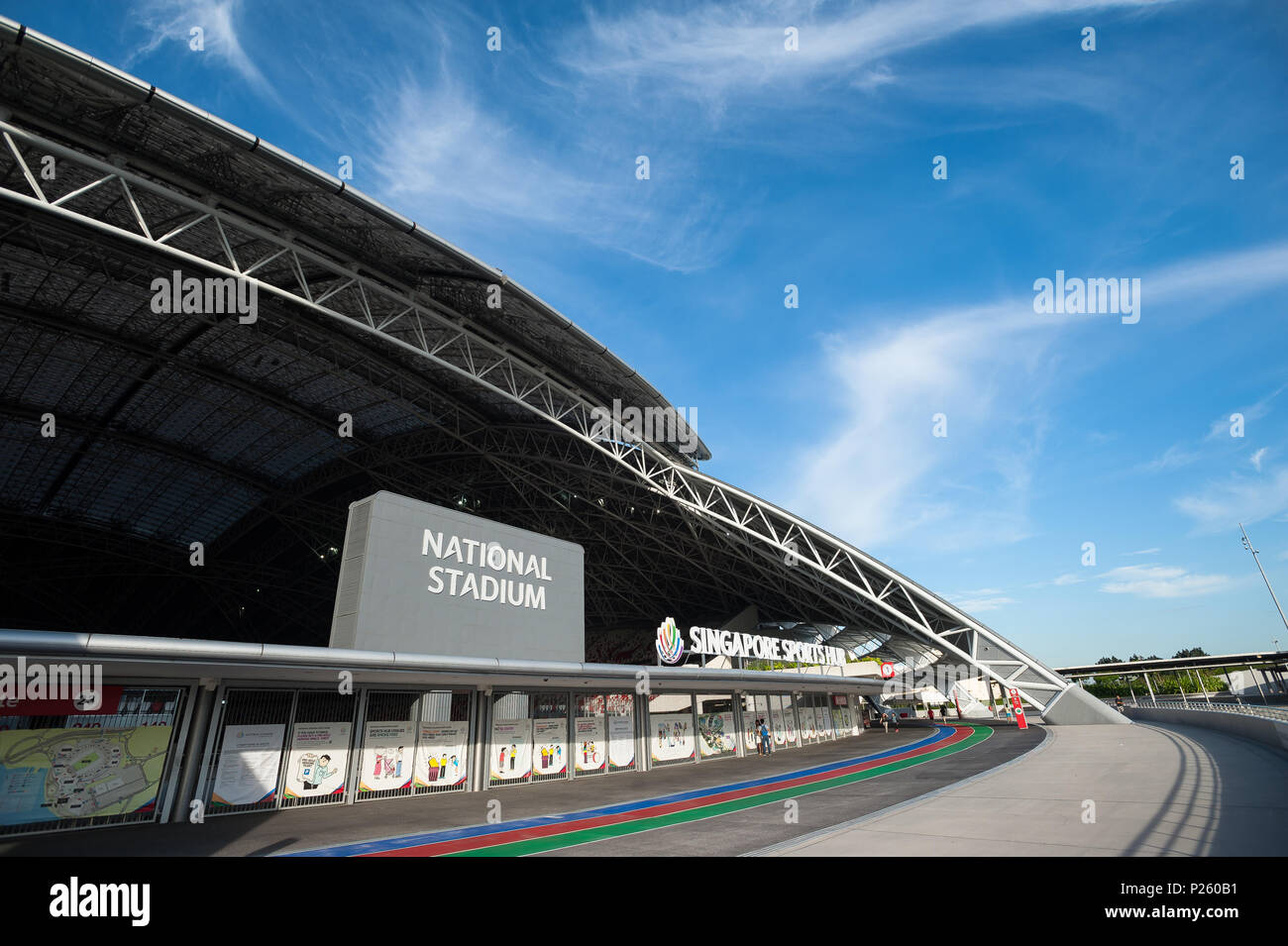 Singapur, Singapur, mit Blick auf die National Stadium in Singapur Stockfoto