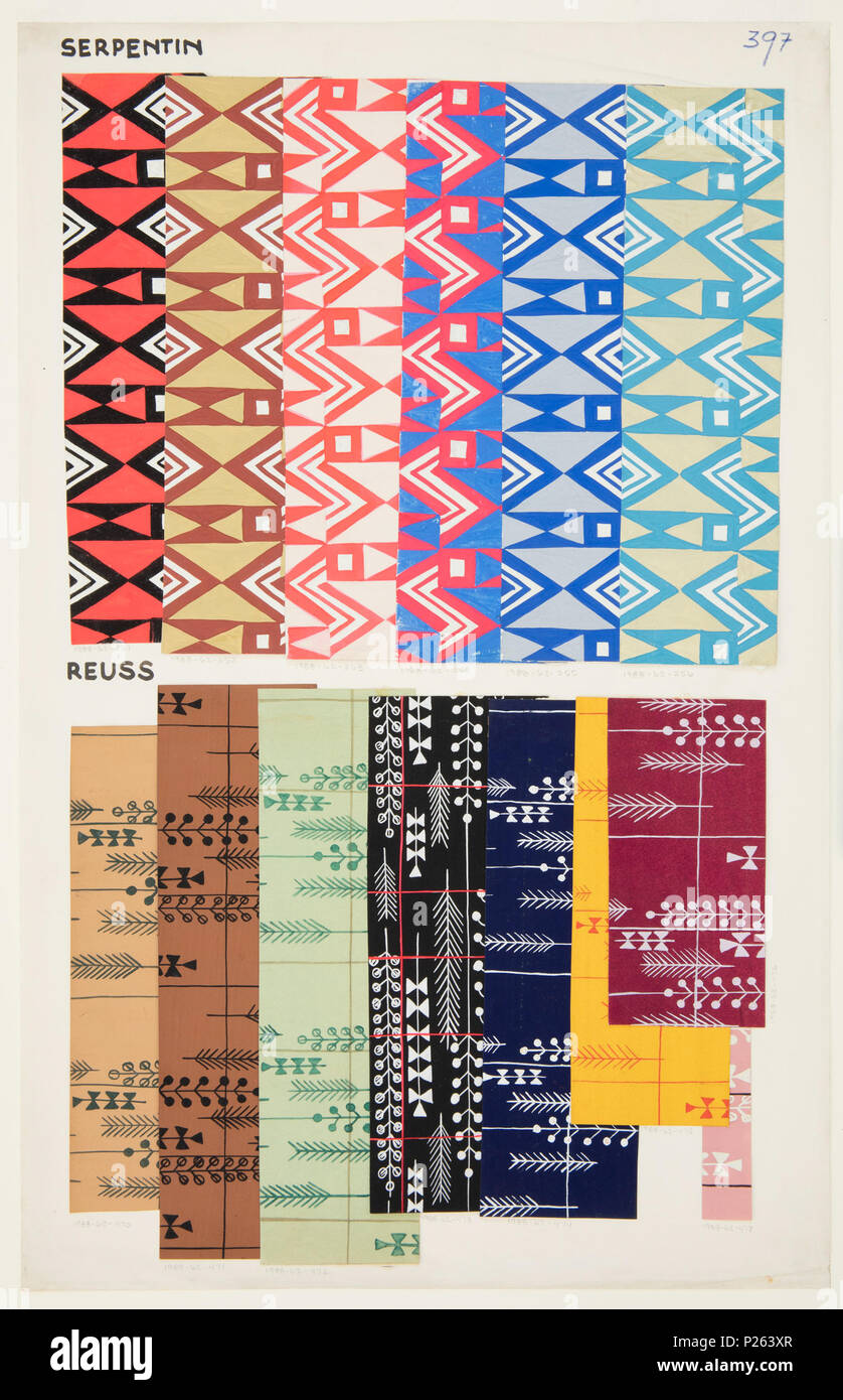 111 Zeichnung, Textildesign - Serpentin (Serpentin), 1910-15 (CH 18630199-2) Stockfoto