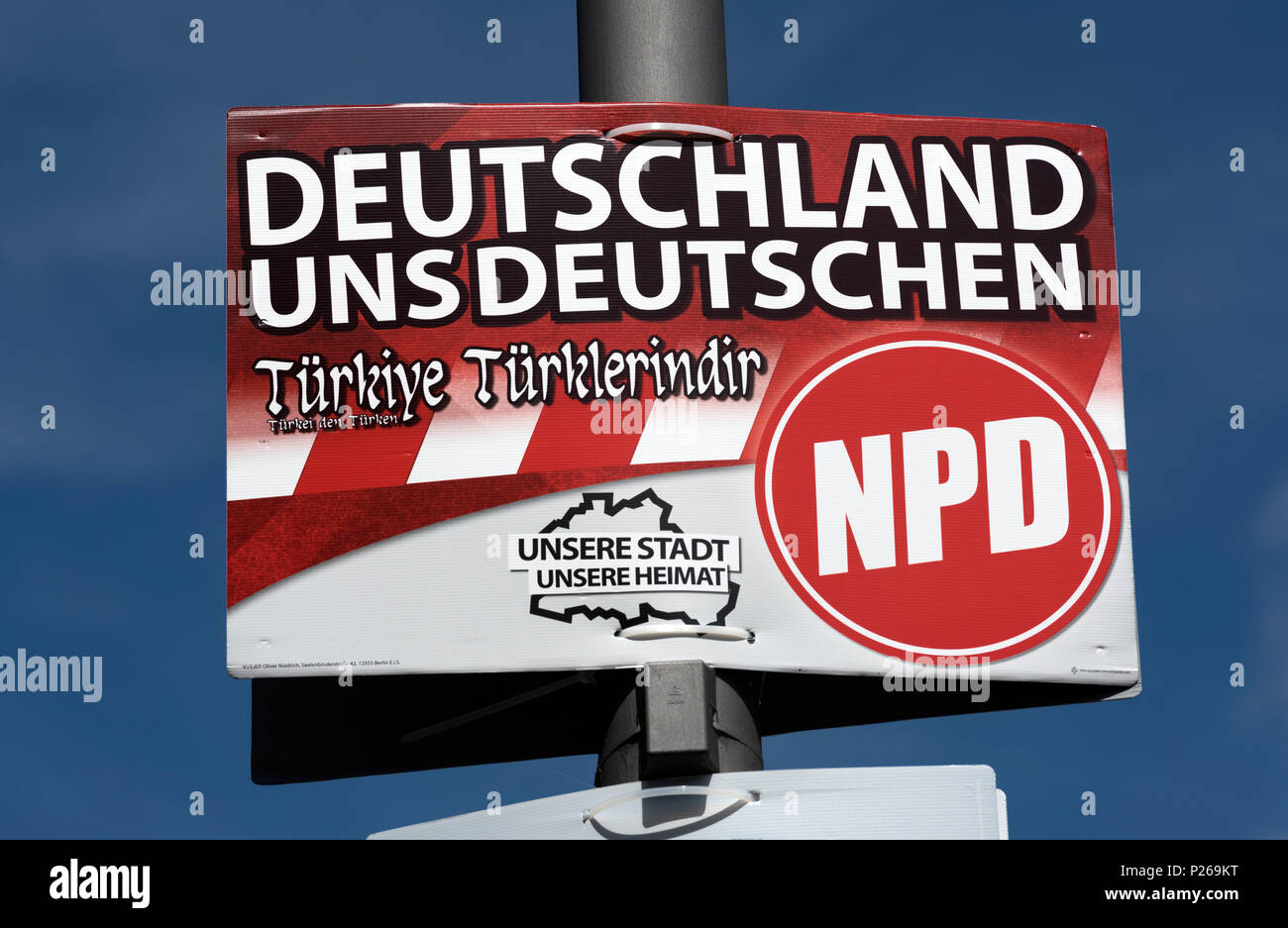 Berlin, Deutschland, Wahlplakate der NPD Stockfotografie Alamy