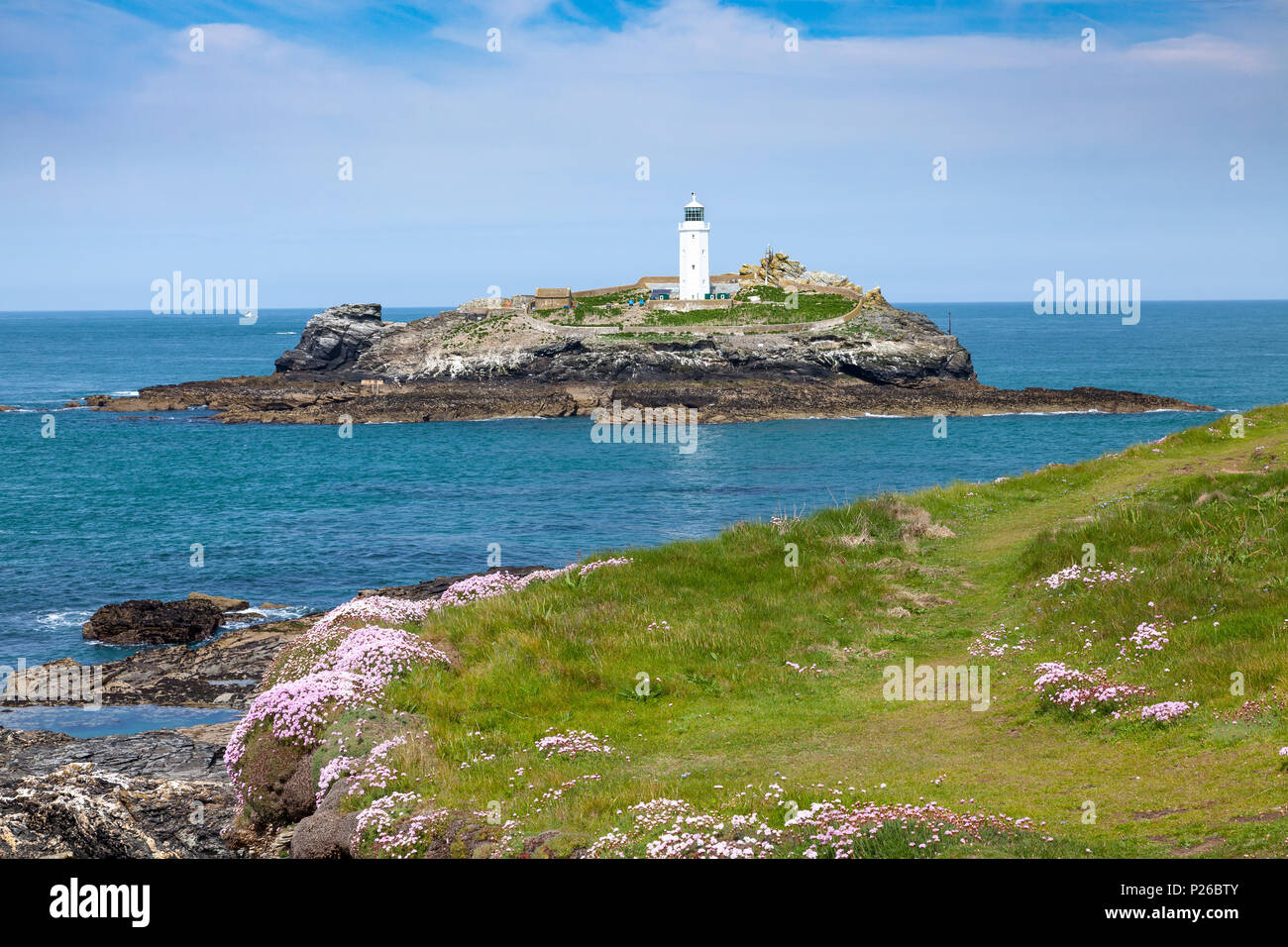 Godrevy Leuchtturm Insel und Cornwall England UK Europa Stockfoto