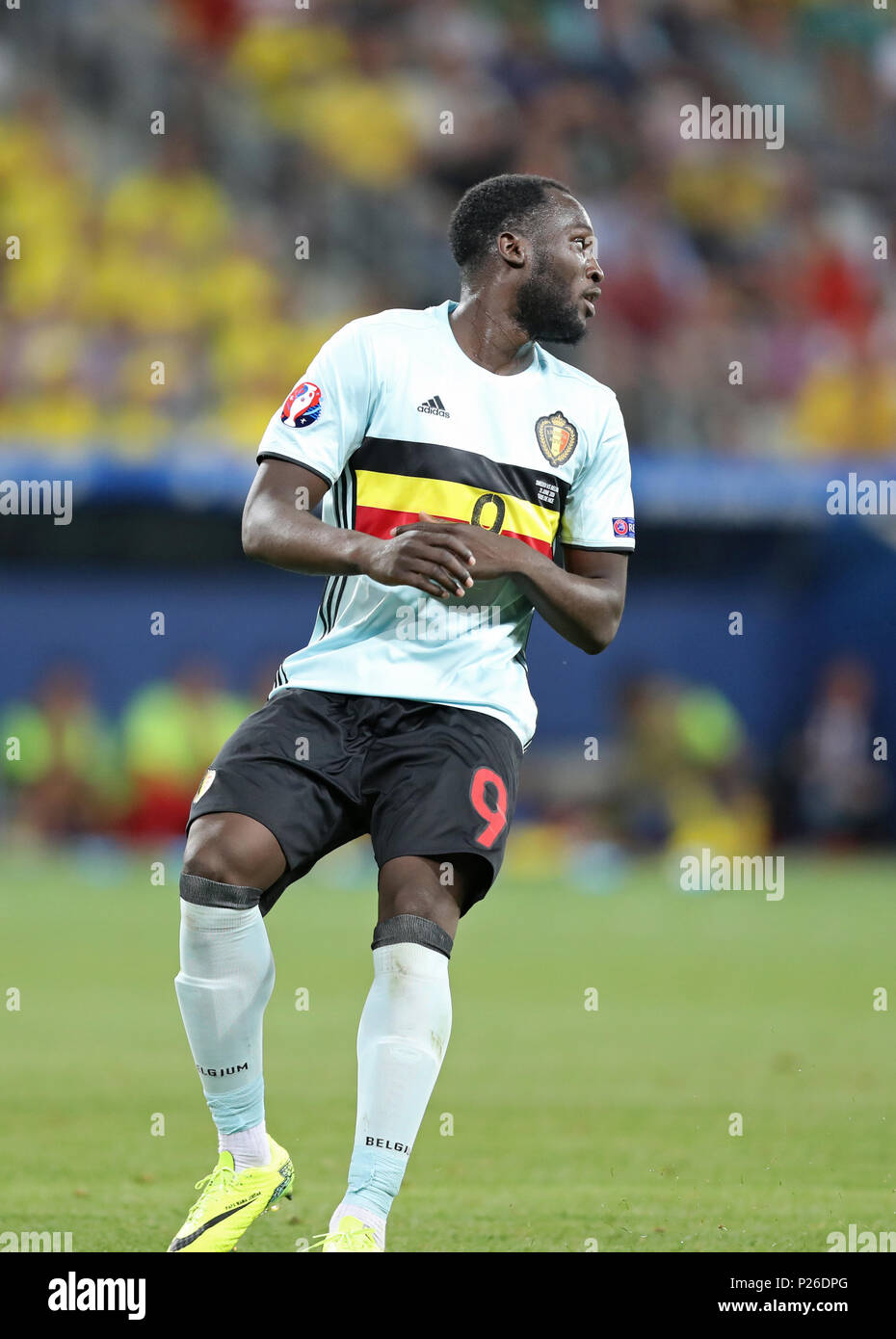 Nizza Frankreich 22. JUNI 2016 Romelu Lukaku von Belgien in Aktion wahrend der UEFA EURO 2016 Spiel gegen Schweden bei der Allianz Riviera Stade de Nice Stadt Stockfotografie Alamy