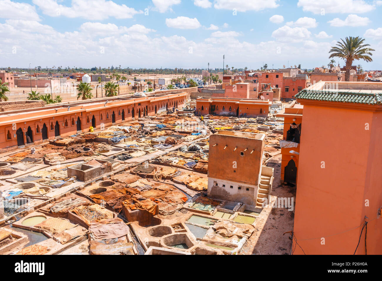 Marokko Marrakesch Gerbereien. Stockfoto