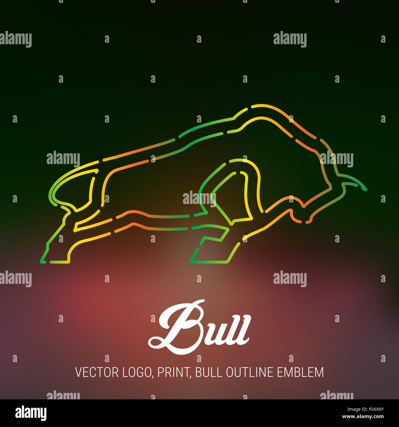 Stier Symbol, Drucken, Line Emblem plus Dark Mesh verschwommenen Hintergrund. Stockfoto