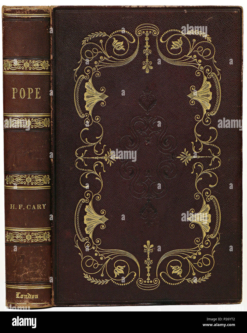 . Band van Paars segrijn. Nederlands: Tabletten: Alexander Pope. Die poetische Werke. Bearbeitet von H.F. Cary. London, William Smith, 1839. . 1839-1851; 28 Band van Paars segrijn KONB 12-1740-B 23. Stockfoto