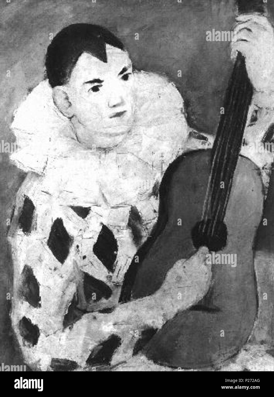 . Čeština: Harlekým s kytarou. Datum unbekannt 46 C-s kytarou Harlekym Monogramista Stockfoto