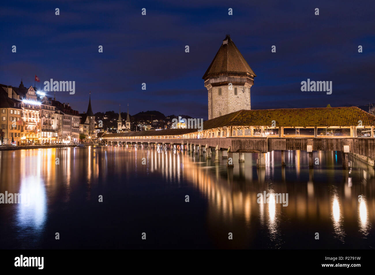 Kapellbrucke Brücke, Luzern, Kanton Luzern, Schweiz Stockfoto