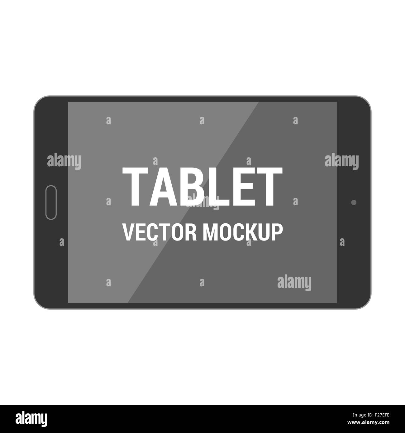 Schwarz isoliert tablet Vektor Flachbild mockup auf weißem Hintergrund Stock Vektor
