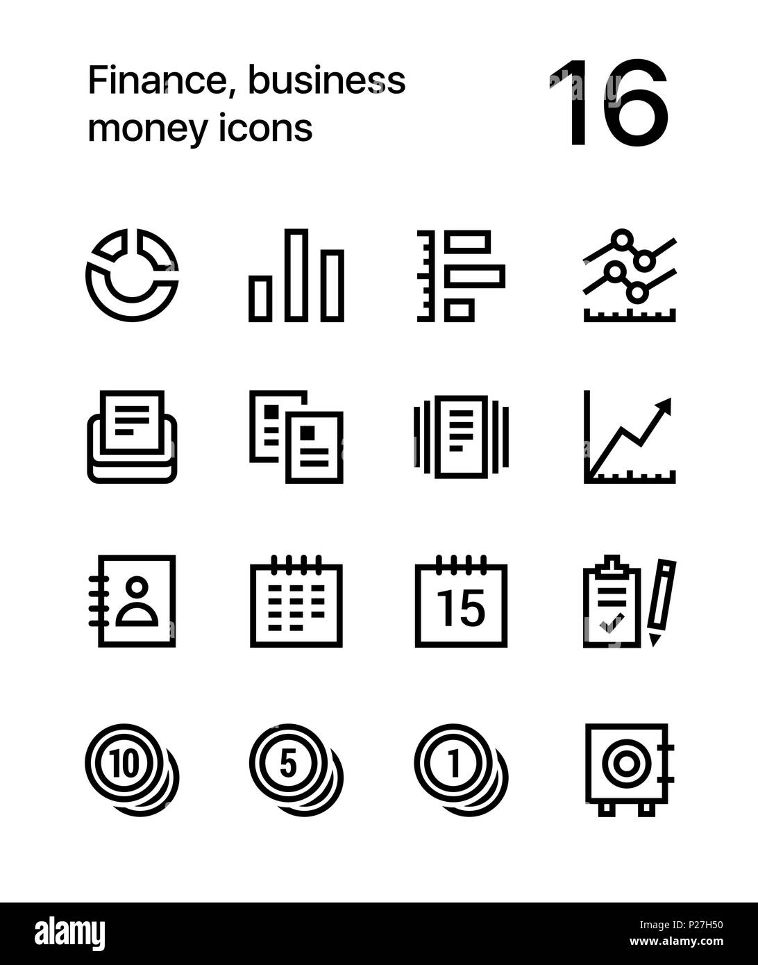 Finanzen, Business, Geld Icons für Web und mobile Design Pack 2 Stock Vektor
