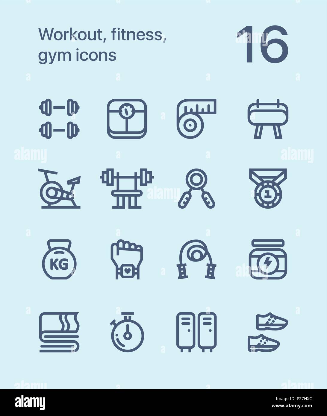 Umrisse Workout, Fitness, Gymnastik Symbole für Web und mobile Design Pack 1 Stock Vektor