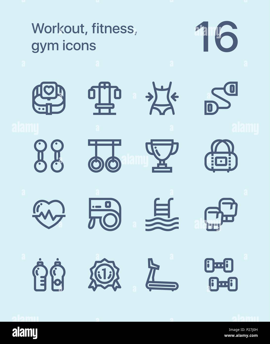 Umrisse Workout, Fitness, Gymnastik Symbole für Web und mobile Design Pack 2 Stock Vektor