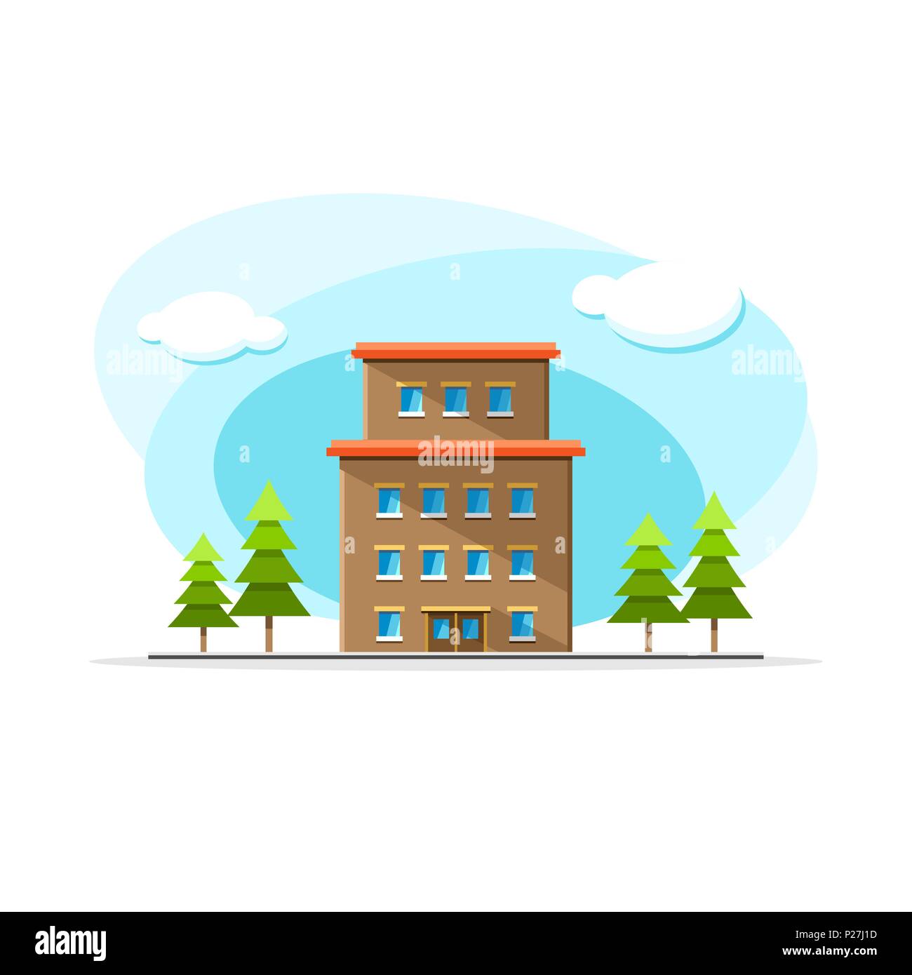 Flache vektor Altbau bunten Illustrationen. Stadt haus, wohnung, Wohn- Objekt auf isoliert weißer Hintergrund Stock Vektor