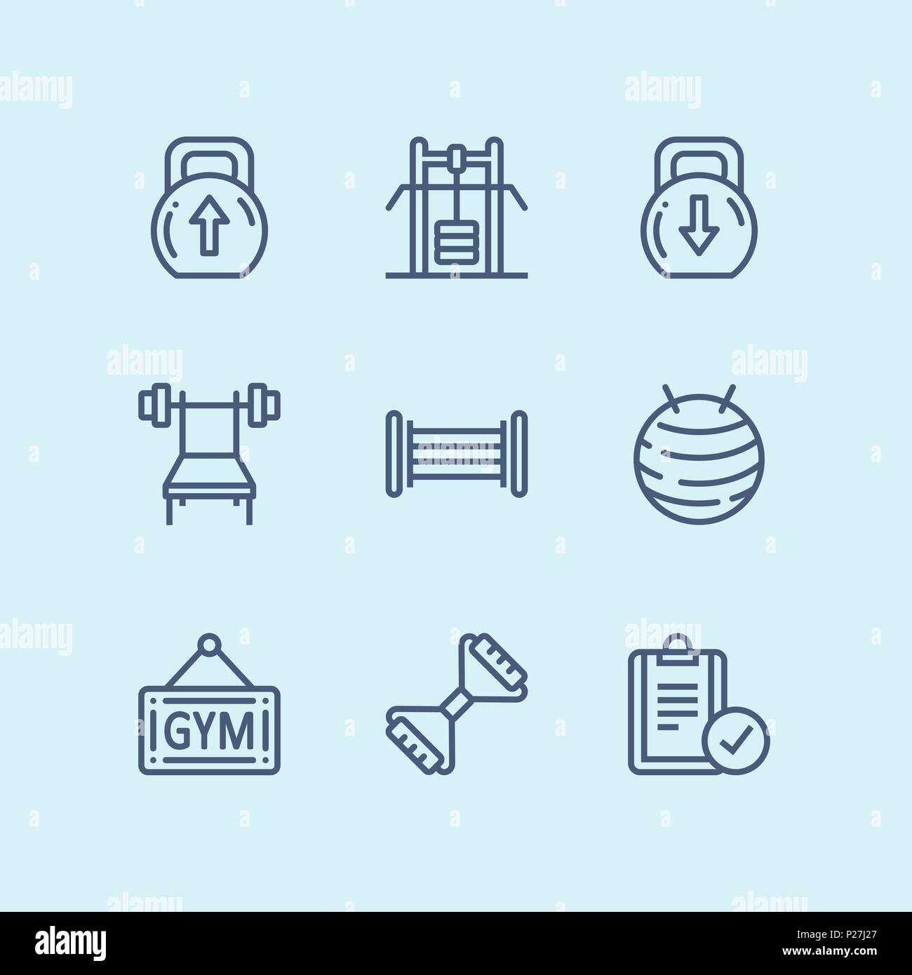 Umrisse Workout, Fitness, Gymnastik Symbole für Web und mobile Design Pack 4 Stock Vektor