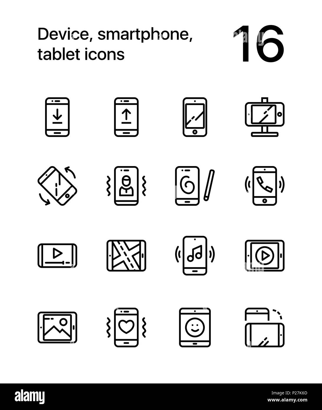 Gerät, Smartphone, Tablet Symbole für Web und mobile Design Pack 1 Stock Vektor