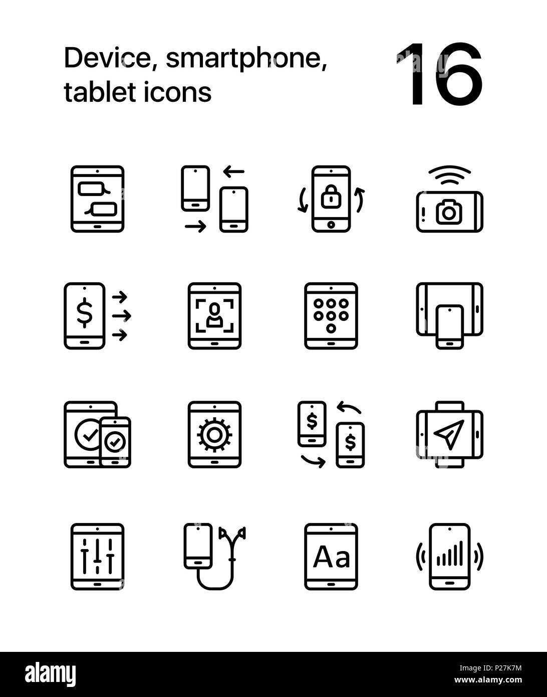 Gerät, Smartphone, Tablet Symbole für Web und mobile Design Pack 2 Stock Vektor