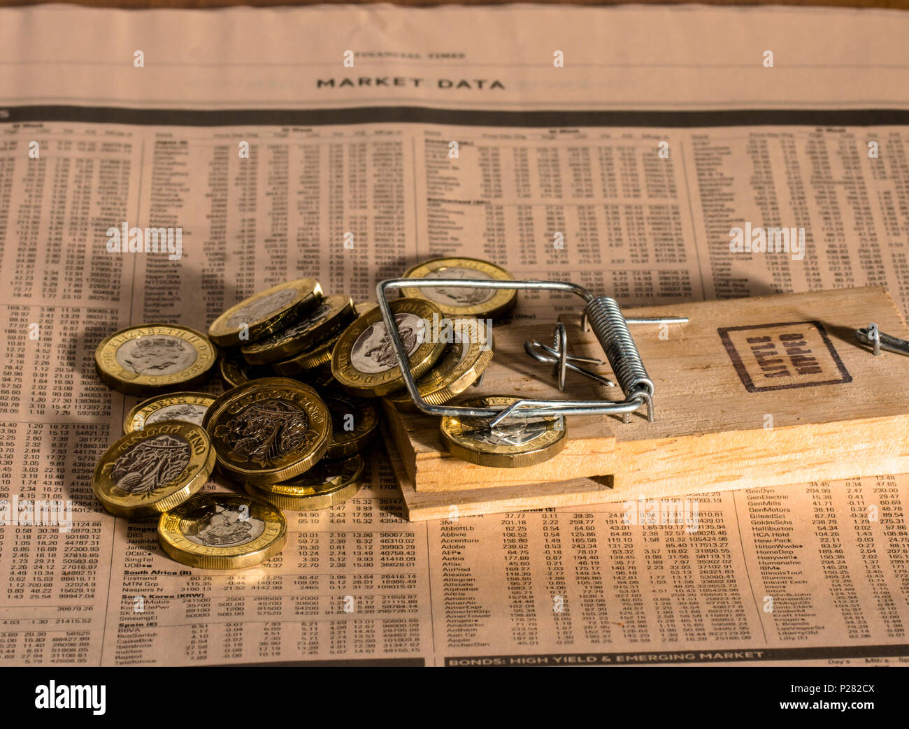 Finanzkonzepte Bilder, Financial Times Hintergrund. Stockfoto