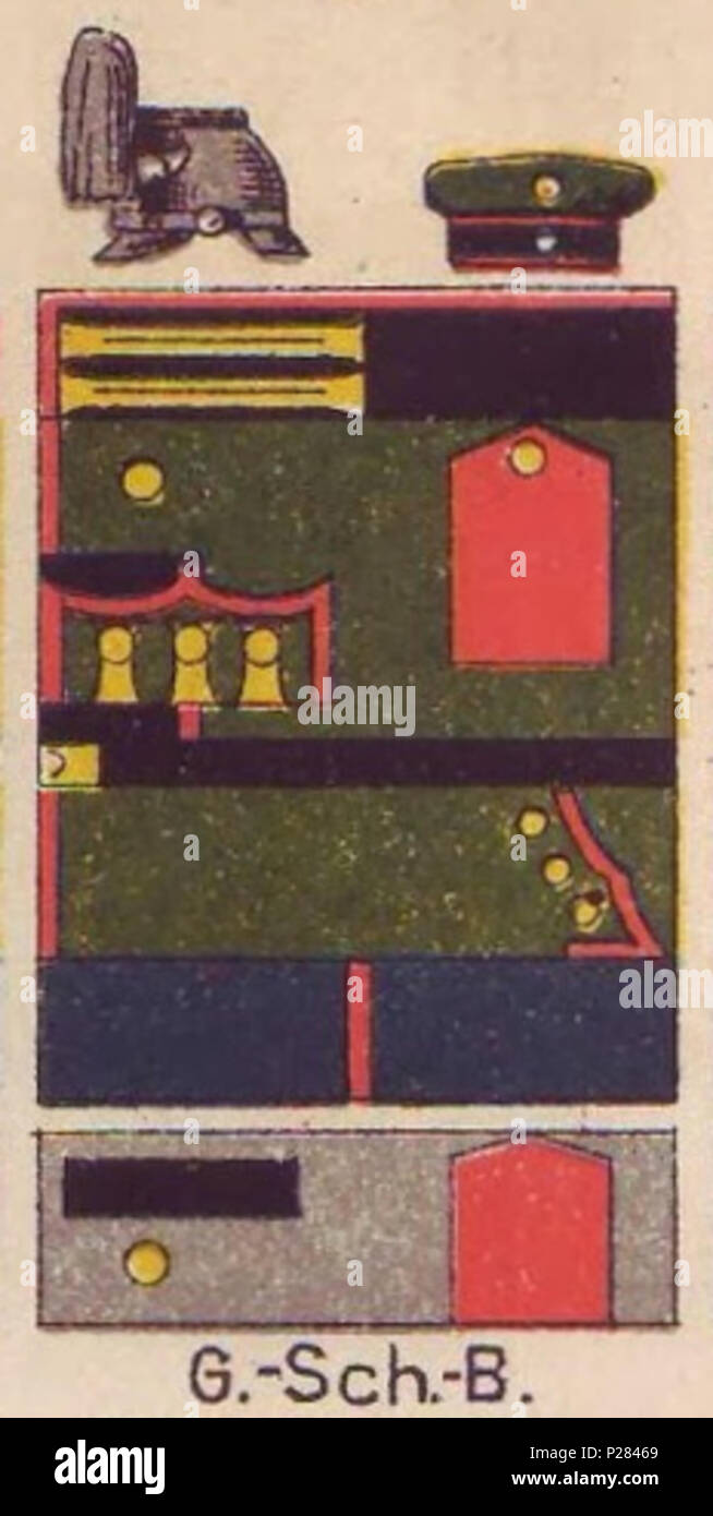 122 Farbschema der Einheitlichen, garde-schützen-Bataillon, die Uniformen der deutschen Armee, Ruhl, Tafel 10. Stockfoto