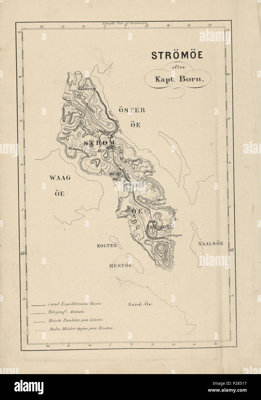 Fox-Expeditionen i Aaret 1860 über Faerøerne, Insel og Grønland Illustrasjon hentet Fra boken" Fox-Expeditionen i Aaret 1860 über Faerøerne, Insel og Grønland 'av Zeilau, Th. og utgitt av Wøldyke (Kjøbenhavn, 1861) 125 Fox-Expeditionen i Aaret 1860 über Faerøerne, Insel og Grønland-no-nb digibok 2009062303023 - V2 Stockfoto