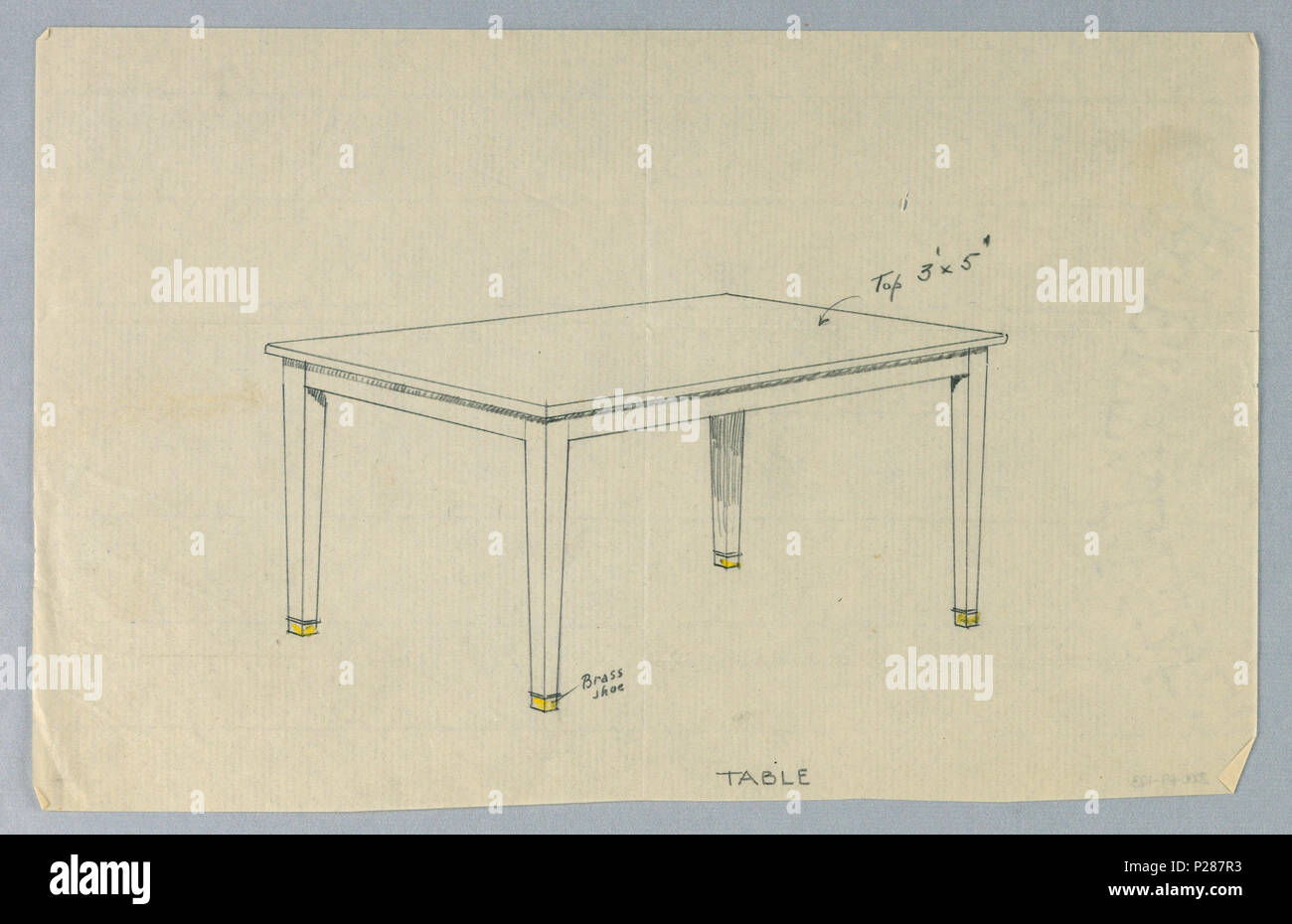 101 Zeichnen, Design für Four-Legged rechteckigen Tisch, 1900 - 05 (CH) 18680741 Stockfoto