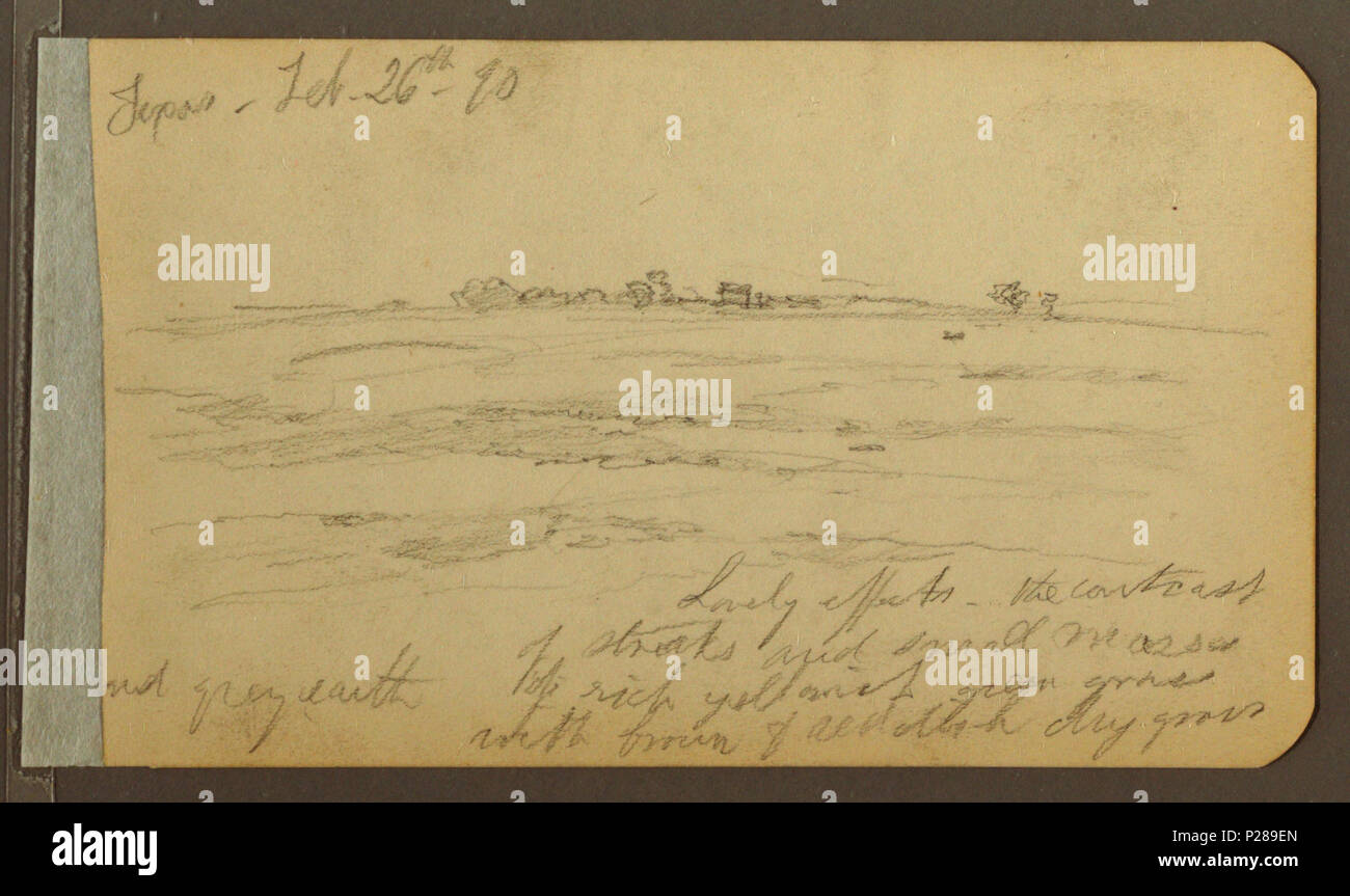 . Englisch: Zeichnung, Landschaft in Texas mit Haus und Bäume, 26. Februar 1890. Englisch: Horizontale entfernten Blick auf die Bäume und ein Haus über flaches Land. 26. Februar 1890 105 Zeichnung, Landschaft in Texas mit Haus und Bäume, 26 Februar, 1890 (CH) 18201141 Stockfoto