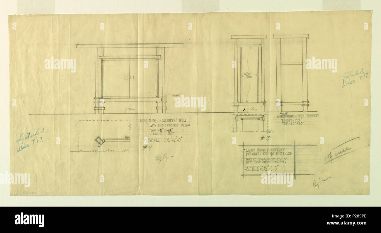 Englisch Zeichnung Wohnzimmer Mobel Henry J Allen Residence