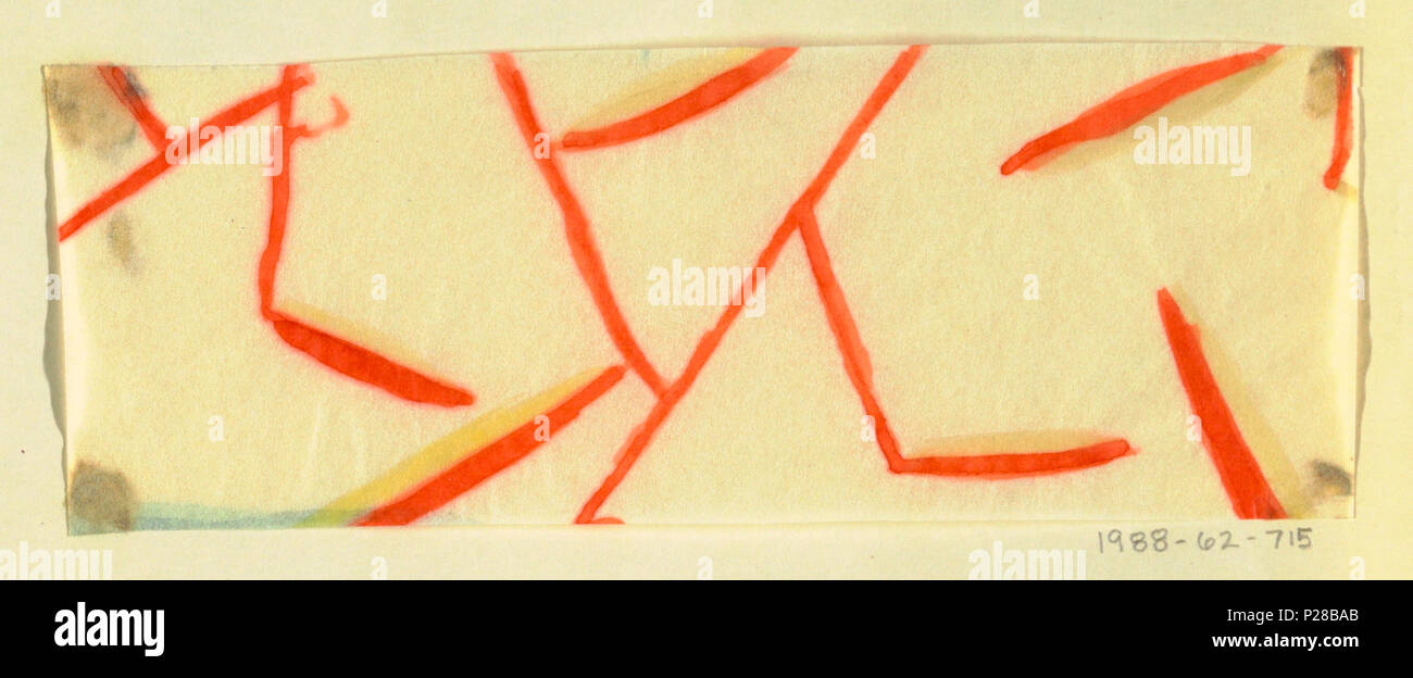 . Englisch: Zeichnung, Textil Design: Daphne, 1918. Englisch: dünne Zweige mit großen länglichen Blätter in Orange und Gelb auf weißem Grund. . 1918 109 Zeichnung, Textile Design - Daphne, 1918 (CH) 18631219 Stockfoto